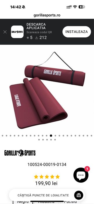 Saltea yoga marimi 60x200 si 100x200 noi Germany spuma de memorie