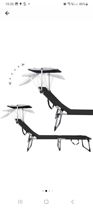 Sezlong pliabil cu parasolar