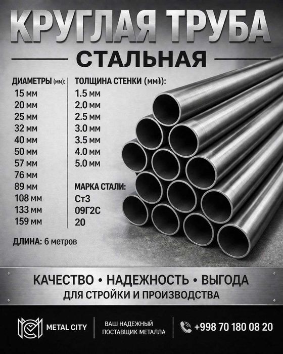 Трубы Стальные. Турбалар (барча ўлчамда)