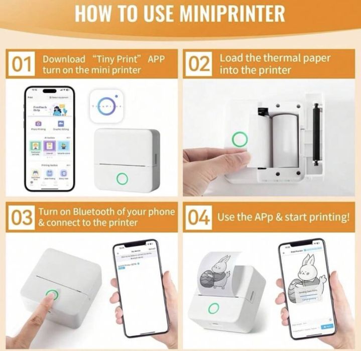 Мини принтер за бележки/ лепенки с bluetooth