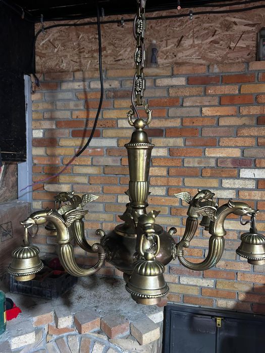 Candelabru Candelab 6 brate alama  lustra bronz vintige