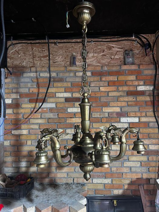 Candelabru Candelab 6 brate alama  lustra bronz vintige