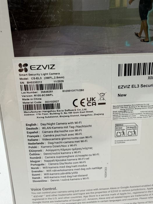 Camera supraveghere IP Wi-Fi 6 EZVIZ EL3 Sigilat