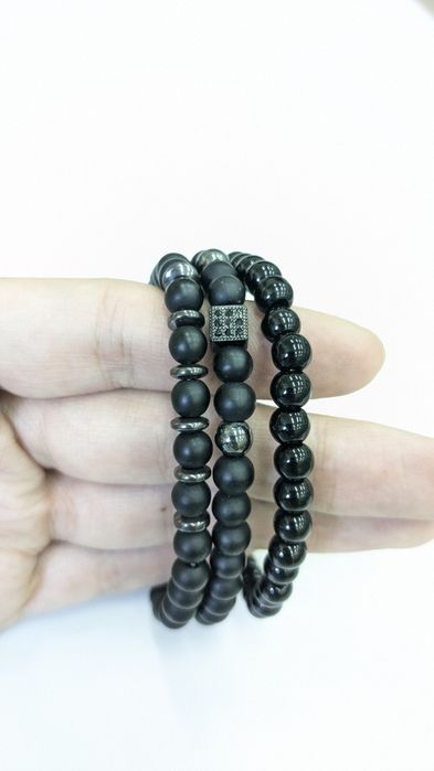 Черные браслеты Crown (Black/Silver)