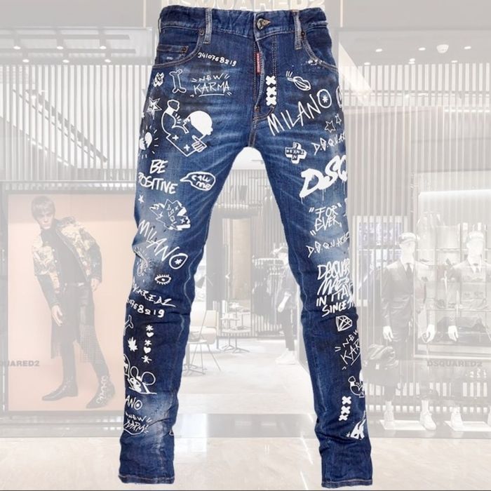 Dsquared2 Graffiti Skater Jeans marimea 50 (33-35)