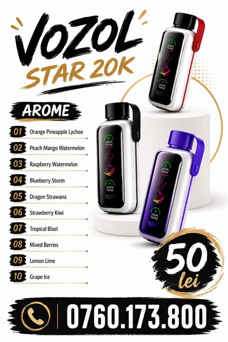 VOZOL STAR 20K - Vape tip țigară electronică cu diferite arome de shisha