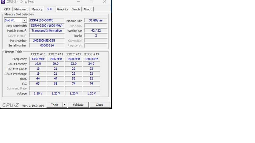 Памет 32GB DDR4 3200Mhz, SO-DIMM, Transcend JM3200HSE-32G