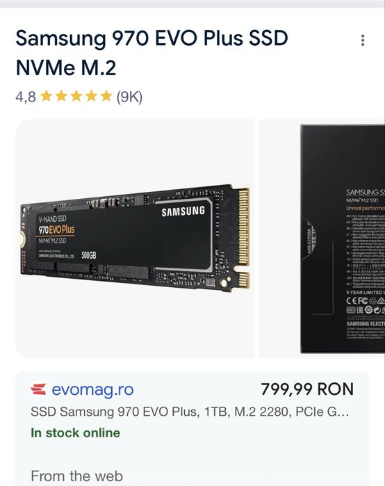 SSD Samsung 970 Evo Plus Nvme M2 1TB