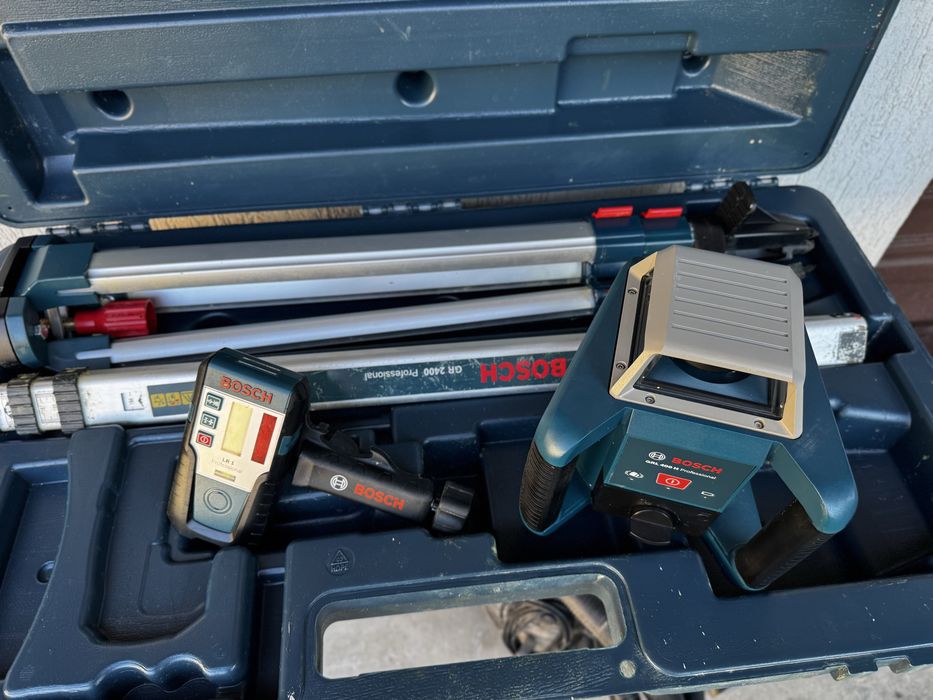 Nivela Laser rotativa BOSCH GRL 400 H, receptor, trepied, mira, valiza plastic