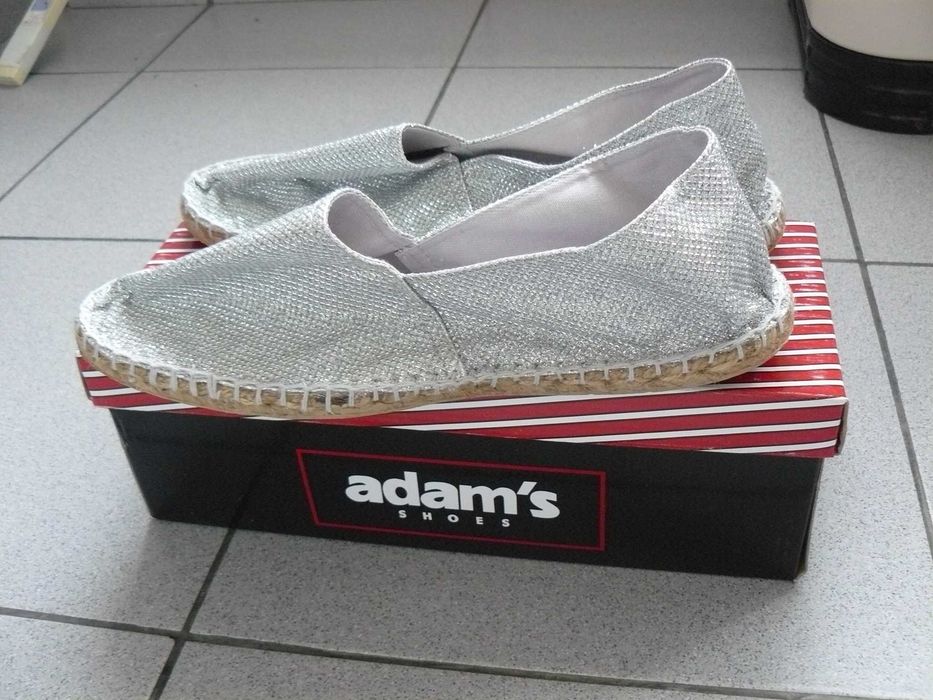 Espadrile Dama ADAM'S Panza,Talpa Din Iuta,Argintii Cu Sclipci