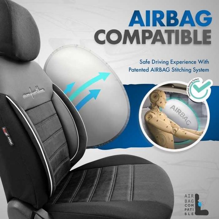 К-т Луксозна Тапицерия Automat-OTOM, Черна с бял шев, COMFORT LINE