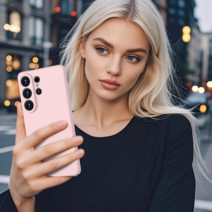 Матов силиконов кейс за samsung galaxy s26 ultra - розов - със защита