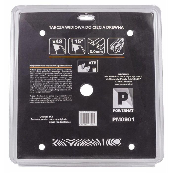 Disc, lamă pentru ferăstrău lemn, 305 mm, 48 dinți, Powermat