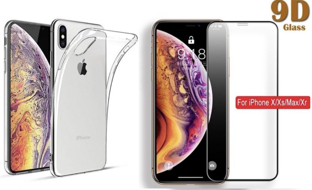 Iphone X XR XS MAX Pachet 360 Husa Silicon + Folie Sticla 6D Curbata
