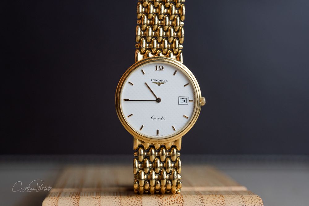 Ceas Elvetian Longines Flagship Quartz - Auriu, 32mm, Unisex - bratara aurie