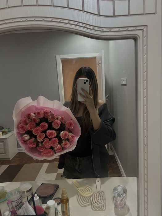 букет розовые розы