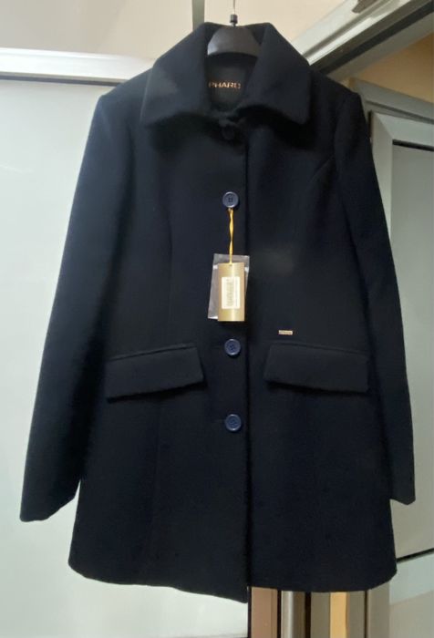 Дамско черно палто вълнено