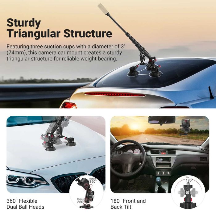 Автомобильное крепление NEEWER CA067 с тремя присоскa