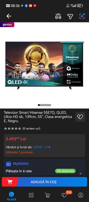 Televizor QLED Hisense 4K 139 cm