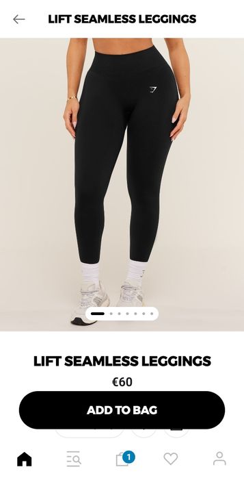 Colanți Gymshark Lift Contour Seamless – Black | M | Efect lifting