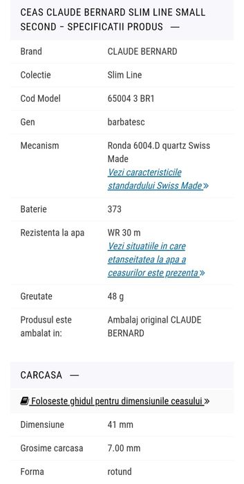 Ceas nou Claude Bernard Slim Line Small Second