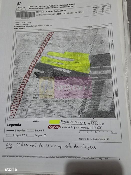 6,26 ha lângă DEx12 Pitești | 2,95 €/mp | acces DJ Pitești–Craiova