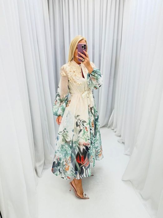 Уникална рокля лен и памук