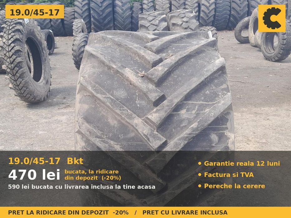 Cauciucuri Anvelope 19.0/45-17 19.0/45 17 1904517 Bkt Remorca si Implement Utilaje Agricole SH Second Hand STOC REAL Garantie 1 An Factura TVA