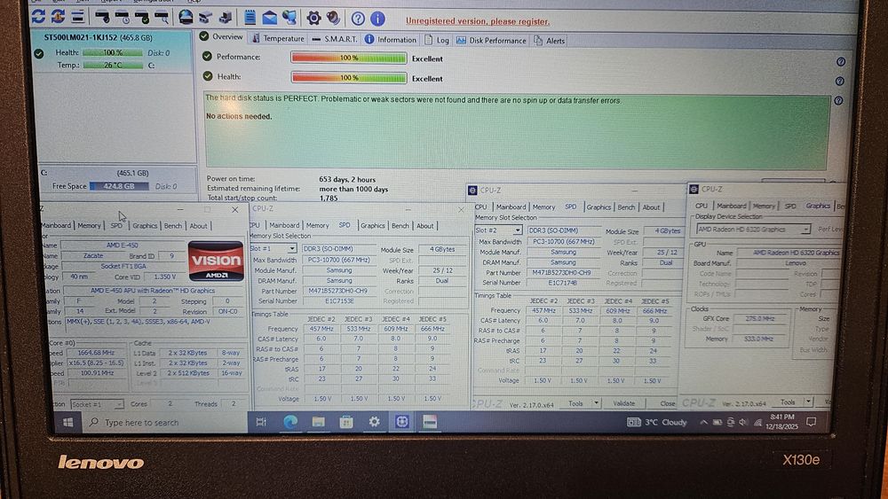 Laptop Lenovo ThinkPad X130e AMD E-450 8GB RAM 500GB HDD 11.6" HD