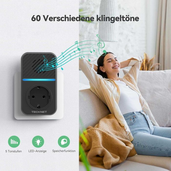 TECKNET безжичен звънец IP65 400м без батерии