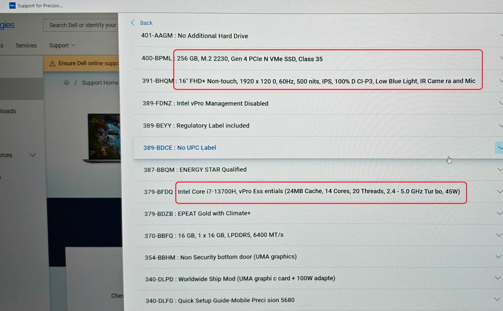Dell Precision 5680/Core i7-13700H/16 RAM/256 SSD/500 nits 100% DCI-P3