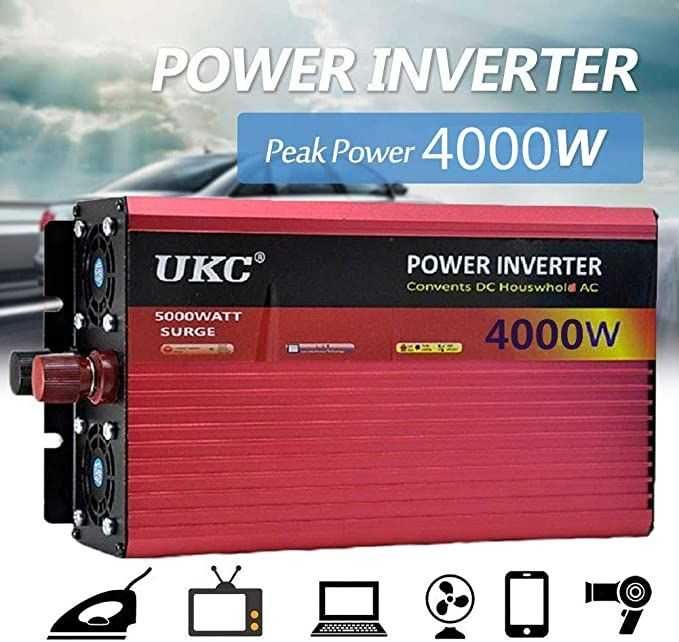 Инвертор преубразовател UKC с лед дисплей за кола 12-220v-2000вата