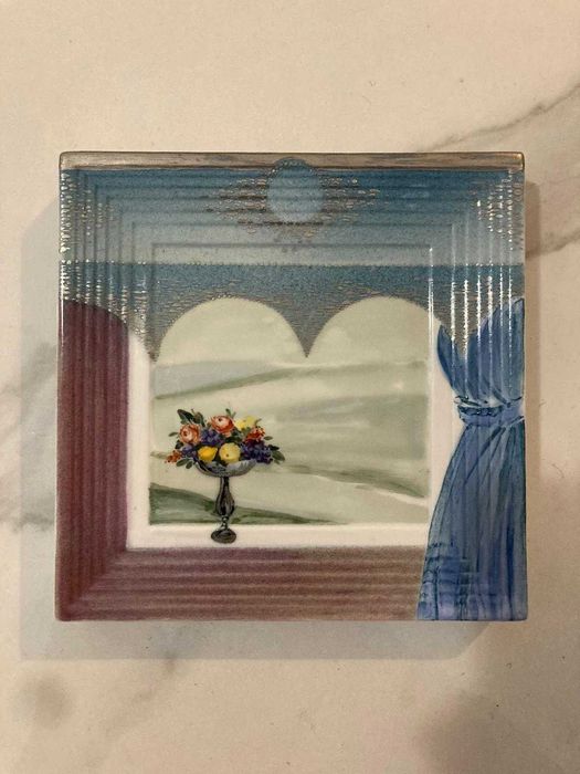 faianta gresie incastrabila tablou Meissen pictat original cu stanta