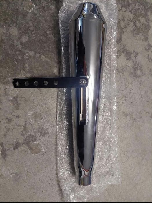 Tobă Moto Universală Cromată – Nouă, Lungime 51 cm (Set complet montaj)