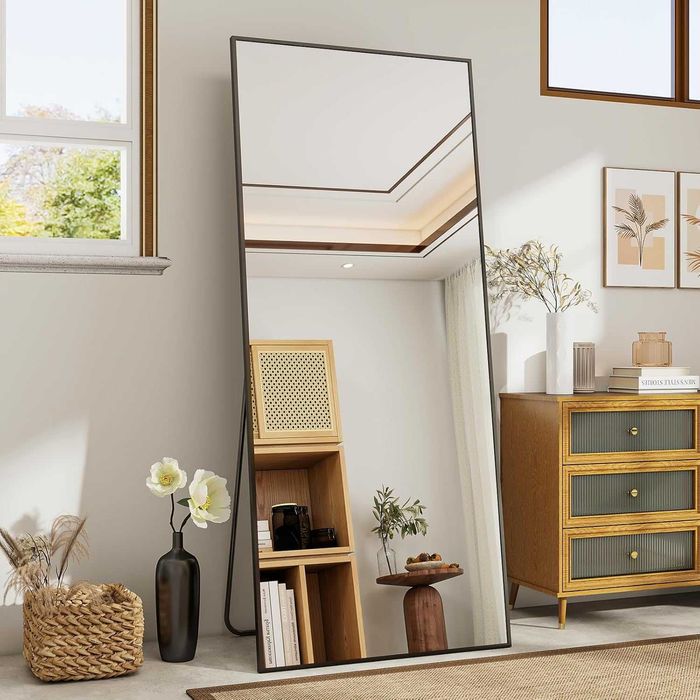 Oglindă Mare 171x76cm, Ramă Aluminiu Neagră, NOUĂ, Tip Stand