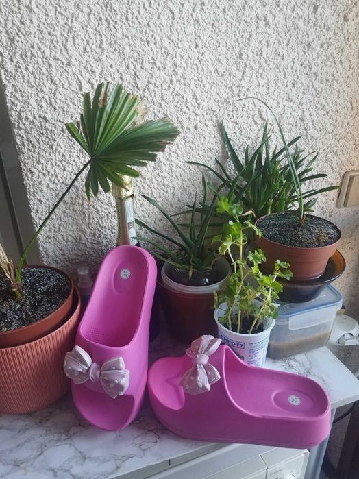 Цикламени чехли на платформа-40/41номер