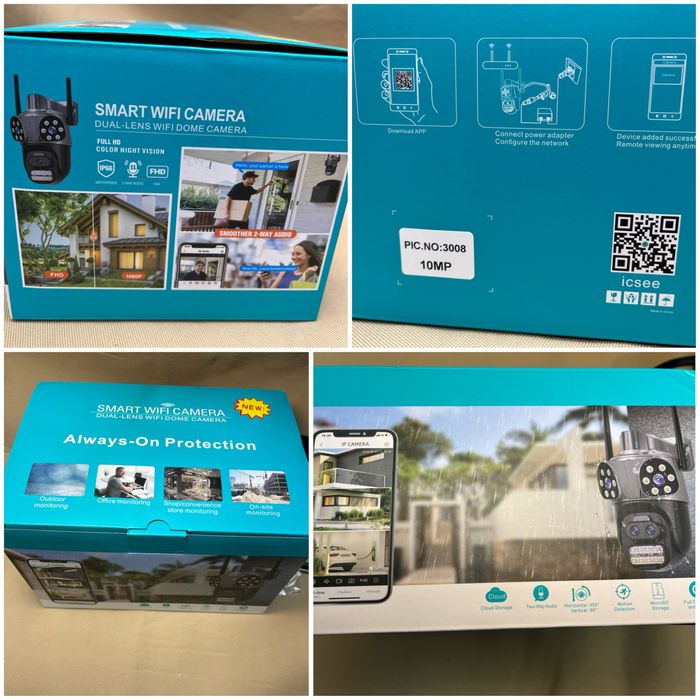 Тройна камера wifi 10 mpx последен модел 2026 сирена camera kamera