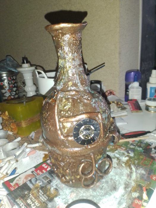 Vaza steampunk mixed media unica
