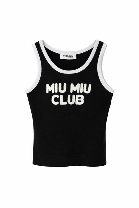 Miu Miu Club плетен топ | Черен, бял и бежов | Еластична материя