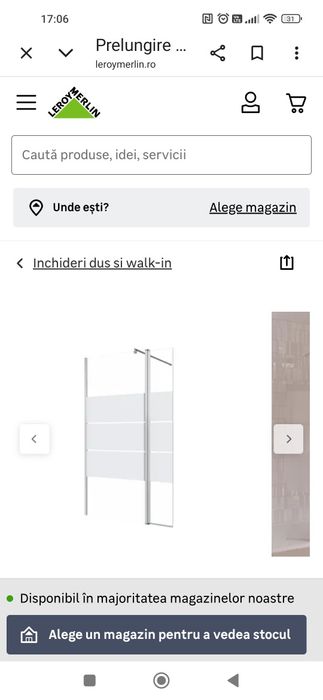 Prelungire perete dus walk-in