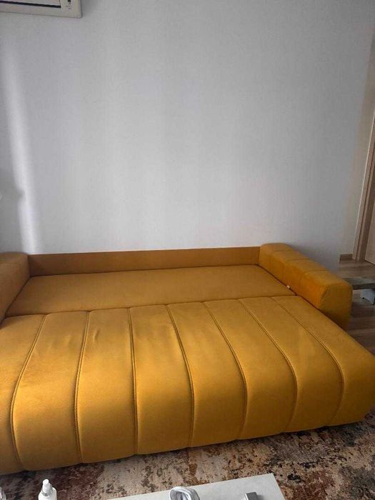 Canapea extensibila 3 locuri Alina - casa Eduard, galbena, noua