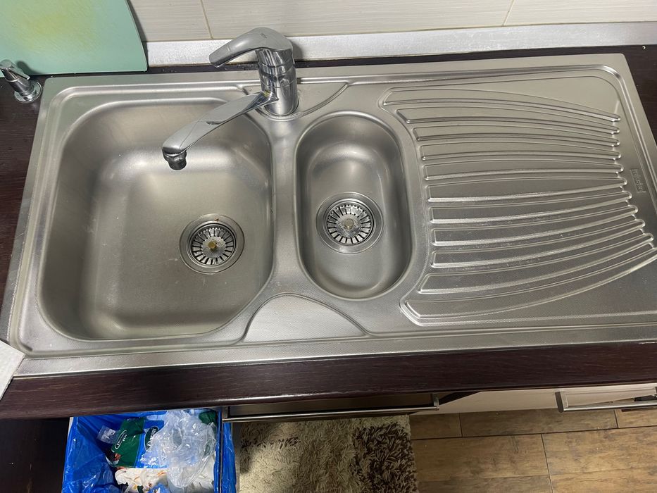 Chiuvetă inox 2 cuve 100/50 cm baterie inclusa
