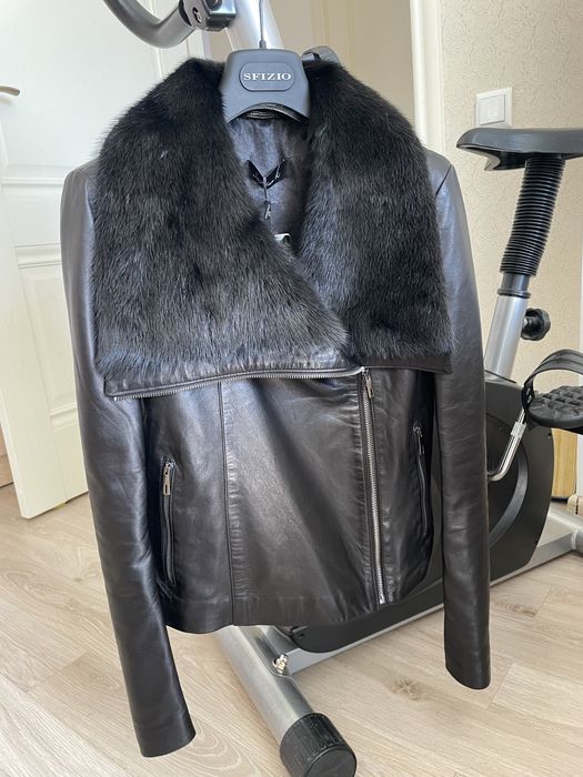 Кожаная куртка воротник норка