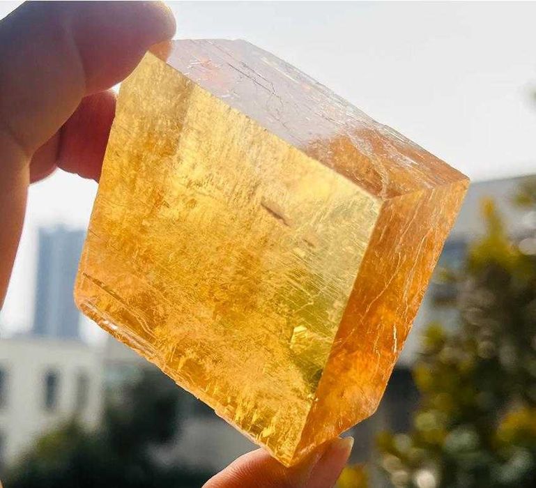 Calcite Естествен Кристал Медено Оранжев Калцит Жълт Калцит Минерал