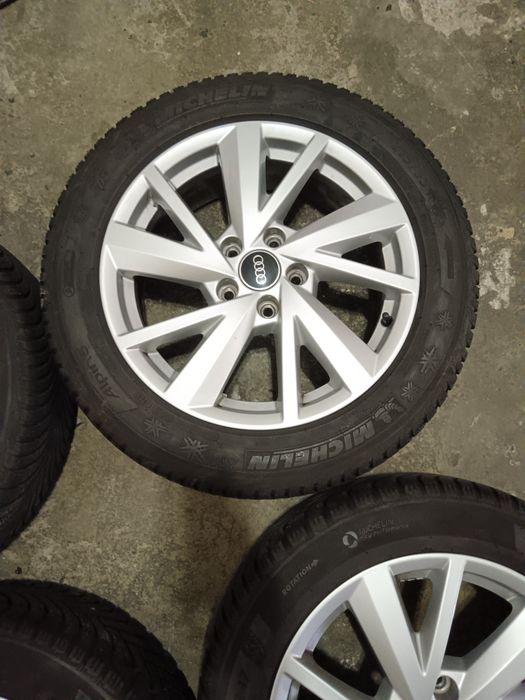 Set jante aliaj prindere 5x112 et 45 cu anvelope 215/55/17 audi Skoda vw seat