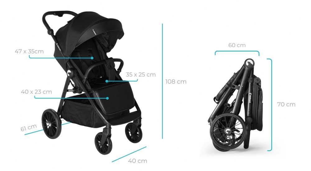 Carucior sport 0-48luni cu pliere compacta Kidnort Sjolejon Lion Black