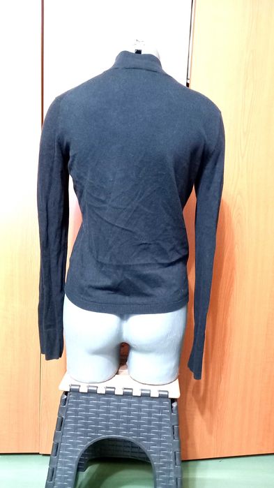 Pulover negru Cotton Cashmire cu fermuar , mas. XS-S ,UK