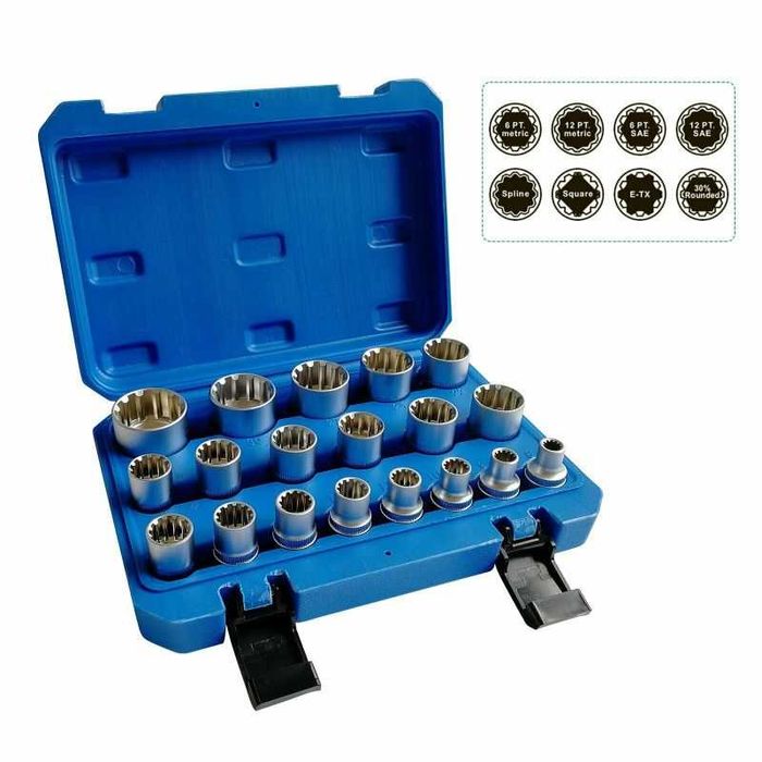 19 бр. 1/2 "Dr. 8-32 мм Комплект универсални вложки, 50798