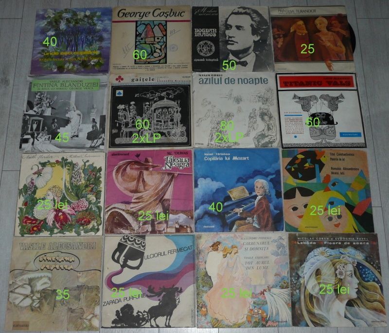 vinil povesti,teatru Fratii Grimm Eminescu Sadoveanu Andersen basme