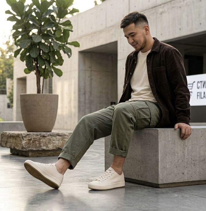 Бежевые кеды Fila: для парня и девушки